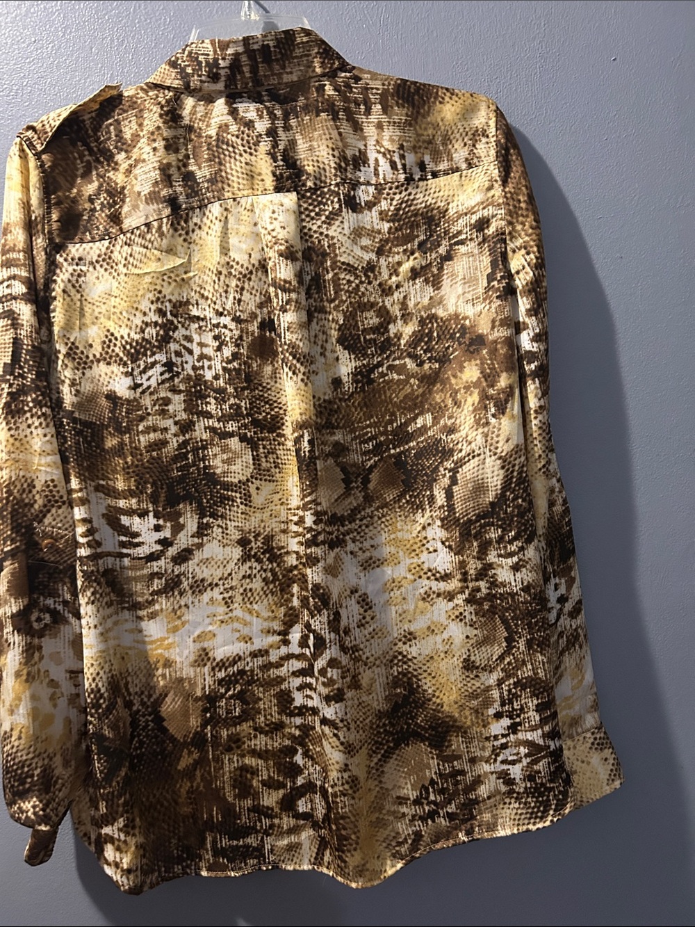 Jones New York Brown, Cream & Yellow Animal-Print Button-Up Blouse - Picture 8 of 8